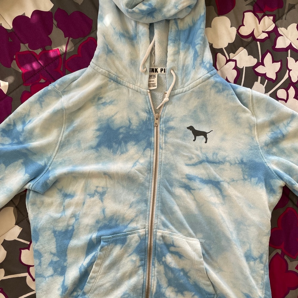 vs pink brand tie dye blue jacket